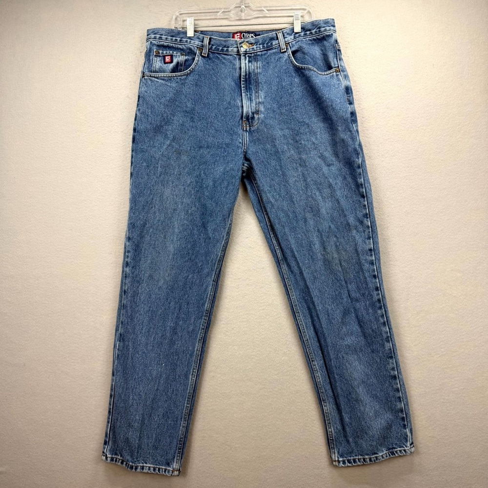 Vintage Chaps Ralph Lauren Jeans 38x30 Blue Denim Pants High Rise Straight Leg